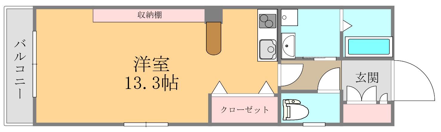 ビューテラス西堀端(ワンルーム/6階)の間取り写真