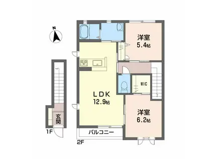 モダンヴィレッジ(2LDK/2階)の間取り写真