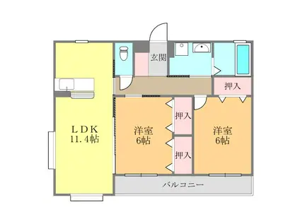 フォブールグランシャリオ(2LDK/1階)の間取り写真