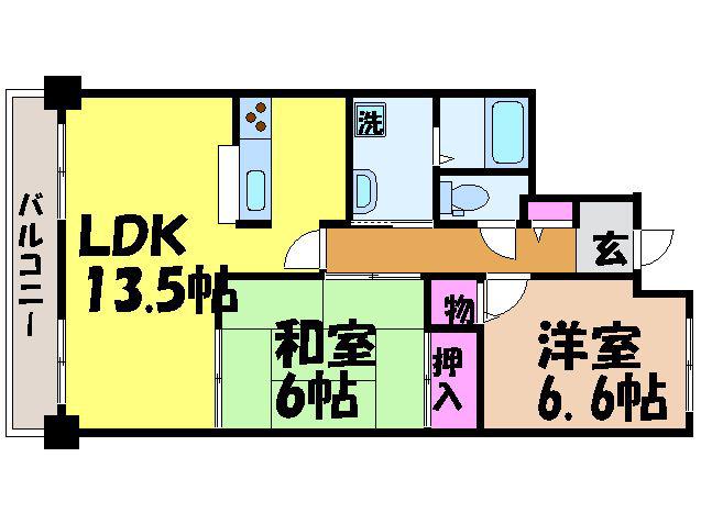 スカール道後(2LDK/4階)の間取り写真