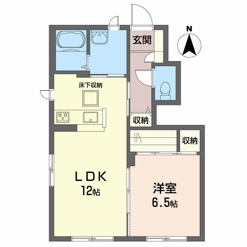 エタンリジェール A棟(1LDK/1階)の間取り写真
