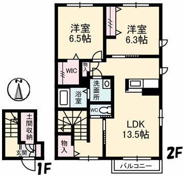 カーサレジオ(2LDK/2階)の間取り写真