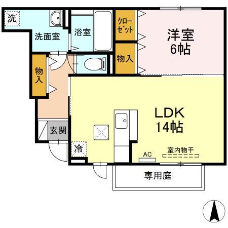 パルハイブリッジⅡ(1LDK/1階)の間取り写真