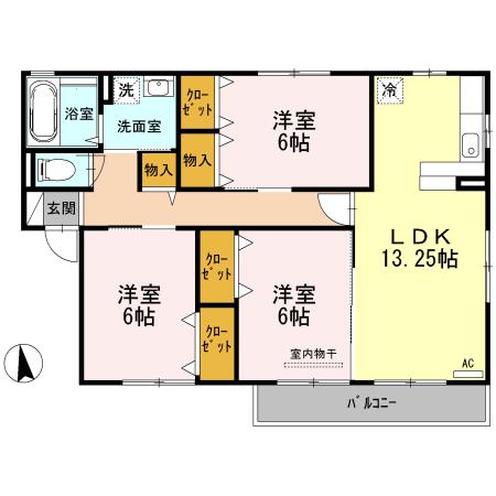 グレース桑原(3LDK/2階)の間取り写真
