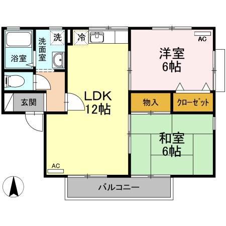サザンコーポラス3棟(2LDK/1階)の間取り写真