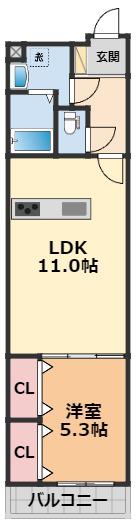 VILLA LUCE(1LDK/5階)の間取り写真