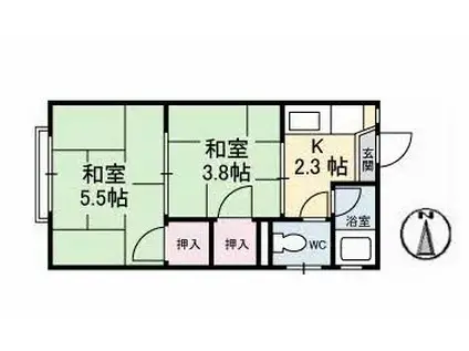 コーポ泉(2K/2階)の間取り写真