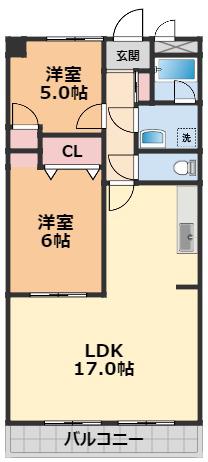 Sキャメリア(2LDK/6階)の間取り写真