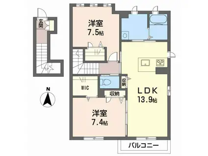 ショーンはなみずき(2LDK/2階)の間取り写真