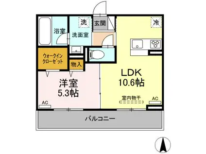 フォレスト和泉A棟(1LDK/2階)の間取り写真