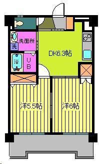 第100杉フラット(2DK/2階)の間取り写真