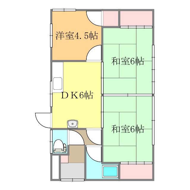 伊予鉄道横河原線 北久米駅 徒歩9分 1階建 築47年(3DK)の間取り写真