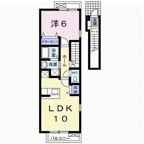 ジェルメ(1LDK/2階)の間取り写真