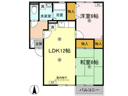 セジュール西余戸(2LDK/1階)の間取り写真