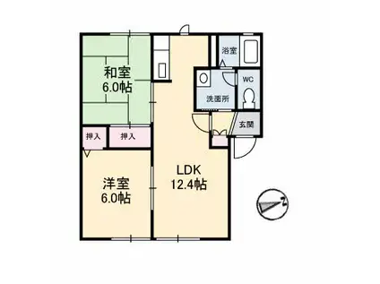 ノースウイング保免(2LDK/2階)の間取り写真