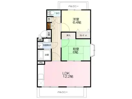 ユーミーひさえだD棟(2LDK/1階)の間取り写真