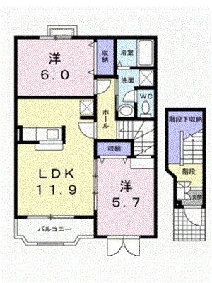 グリーンフィール2001(2LDK/2階)の間取り写真