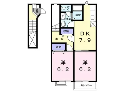 エスポワールシテイA(2DK/2階)の間取り写真