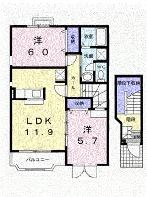 グリーンフィール2001(2LDK/2階)の間取り写真
