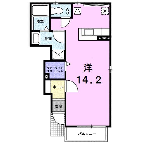 サンリットA(ワンルーム/1階)の間取り写真