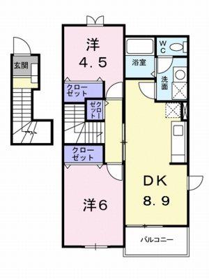 ビルゴ・レオーネA(2DK/2階)の間取り写真