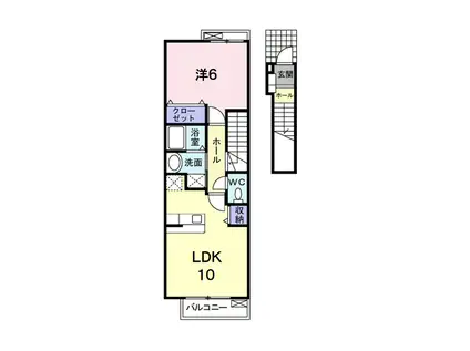 フルールA(1LDK/2階)の間取り写真