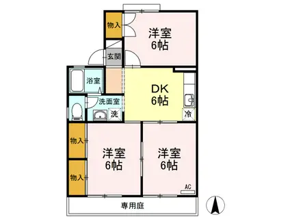 ハーモニックフィール(3DK/2階)の間取り写真