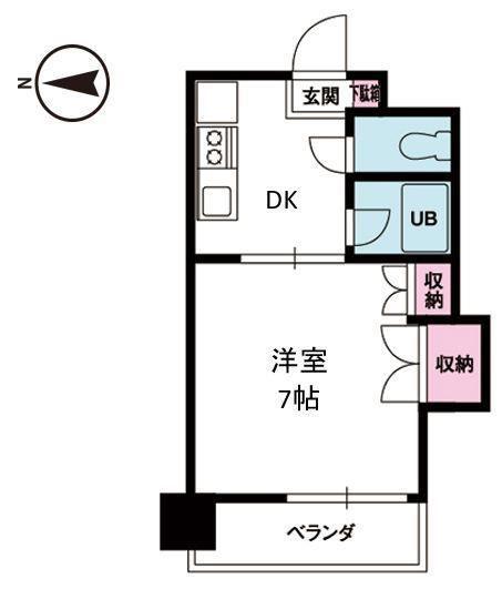 ジョイフル東野(1K/4階)の間取り写真