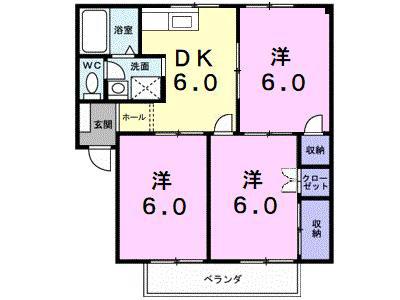 シティハイツ沖(3DK/2階)の間取り写真