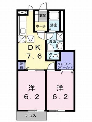ハイムサンヒルズC(2DK/1階)の間取り写真