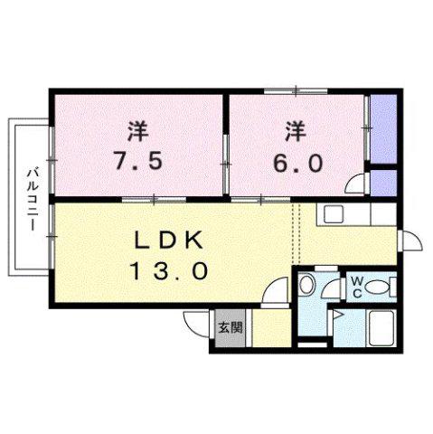 フレグランス大内(2LDK/2階)の間取り写真