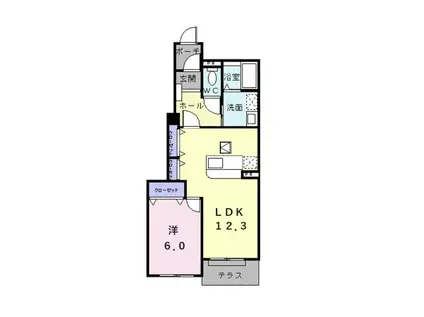 メアリー・ローズⅣ(1LDK/1階)の間取り写真