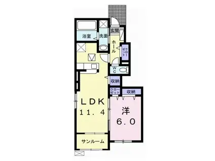 さくら Ⅰ(1LDK/1階)の間取り写真