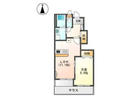 シダーフォレスト(1LDK/1階)の間取り写真