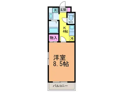 クレディハイツ(1K/3階)の間取り写真