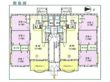 ブライムウェイブI(3LDK/2階)の間取り写真