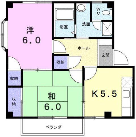 コーポフォレスト(2K/2階)の間取り写真