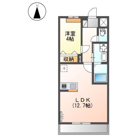 シェルルコート(1LDK/1階)の間取り写真