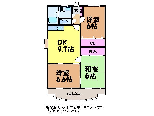 ユーミーつばき(3DK/1階)の間取り写真