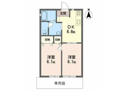 メゾン北野ⅢA・B棟(2DK/1階)の間取り写真