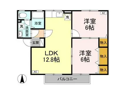 エントピア余戸(2LDK/1階)の間取り写真