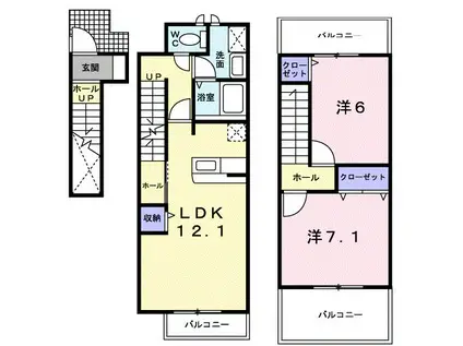 エレガンツァ・プリムラⅡ(2LDK/2階)の間取り写真