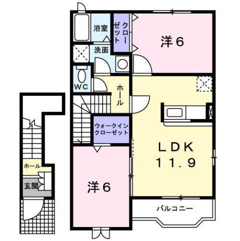 アプローズ(2LDK/2階)の間取り写真