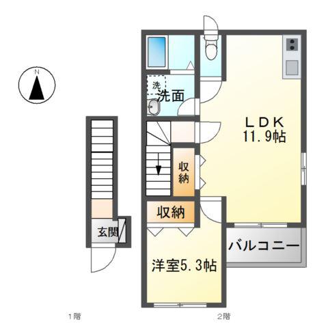 サンフォレストシーダⅡ(1LDK/2階)の間取り写真