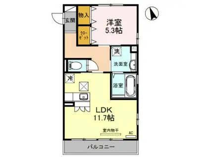 グレイス A棟 B棟(1LDK/2階)の間取り写真