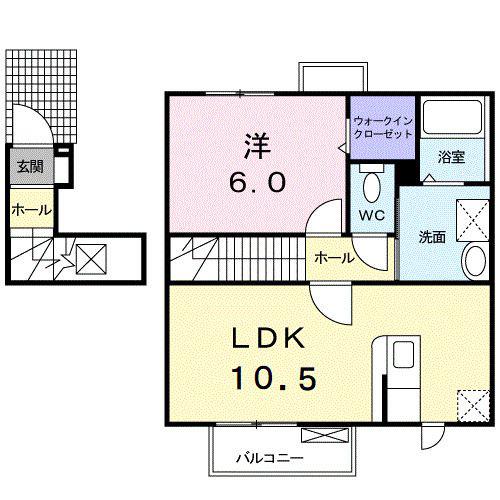 レーベン・バオムC(1LDK/2階)の間取り写真