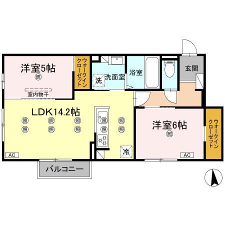 MAISON BLANCHE(2LDK/2階)の間取り写真
