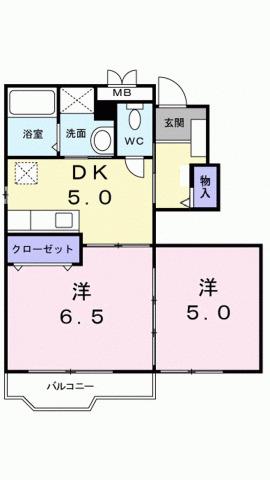 リブウェルさや(2DK/1階)の間取り写真