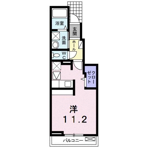 伊予鉄道横河原線 いよ立花駅 徒歩7分 2階建 築7年(ワンルーム/1階)の間取り写真