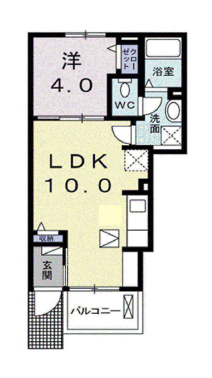 リンデン宮西(1LDK/1階)の間取り写真